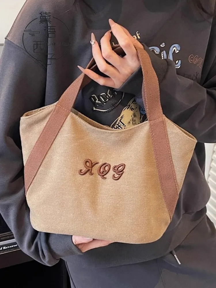Canvas Tote Bag for Women, Large Capacity Zipper Closure, Daily Commute - 5