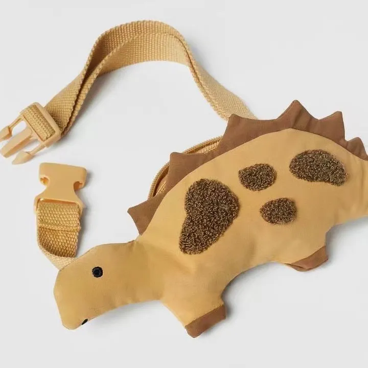 Dinosaur Waist Bag for Kids, Yellow Animal Backpack with Zipper Closure - 2