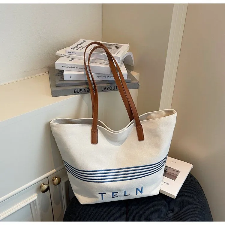 Canvas Tote Bag Women Large Capacity Casual Shoulder Bag - 4