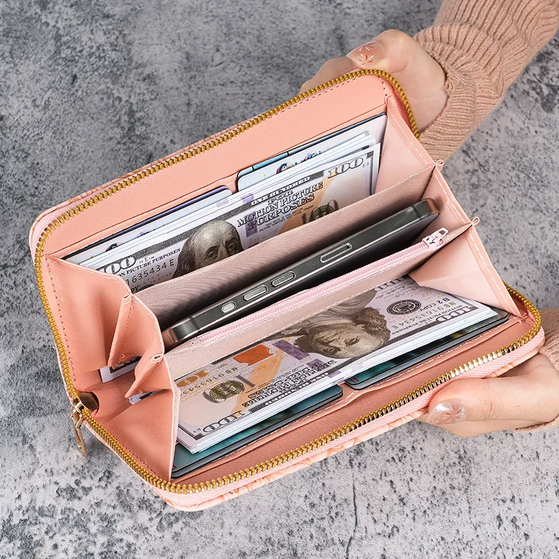 2024 Cute Long Wallet for Women, Large Capacity Zipper Coin Purse & Phone Holder - 2