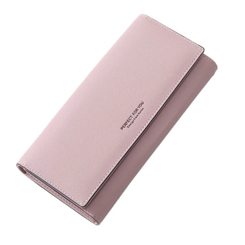 Long Women's Wallet Minimalist Fashion Foldable Bifold Money Clutch - 1