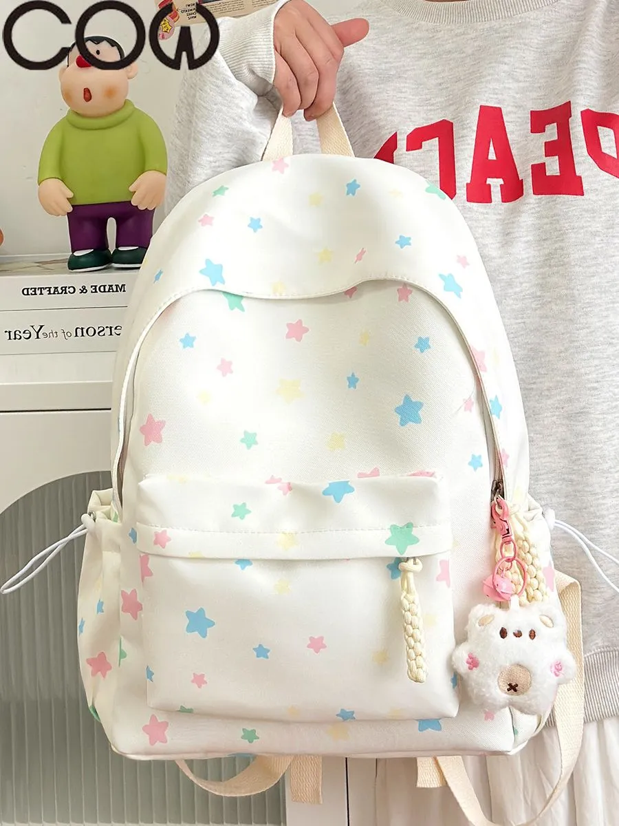 Cute Star Backpack for Women, Large Capacity Daypack, Ins Style School Bag - 1