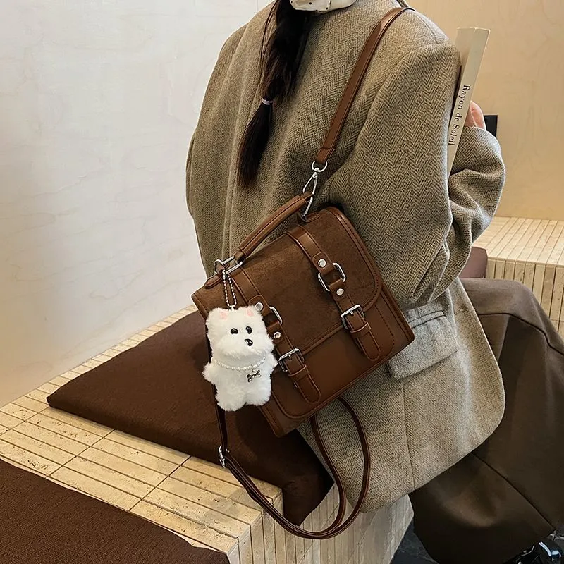 Retro PU Backpack, Small Commuter Laptop Bag for Women & College - 1