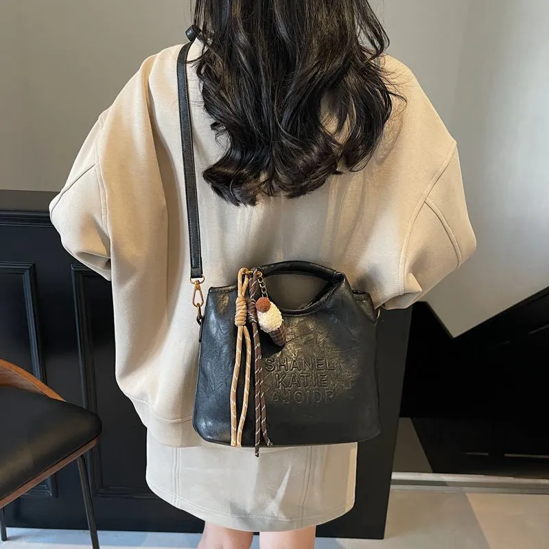 Retro Soft Leather Tote Bag 2024 Women Crossbody Shoulder Bag - 4