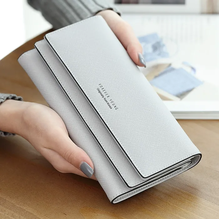 Long Women's Wallet Cross Grain Large Capacity Multi Card Fashion Student - 1