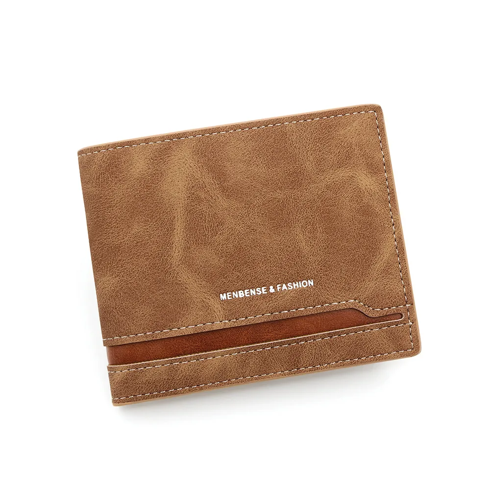Retro Color Block Men's Wallet, Horizontal Short Bifold Card Holder - 5