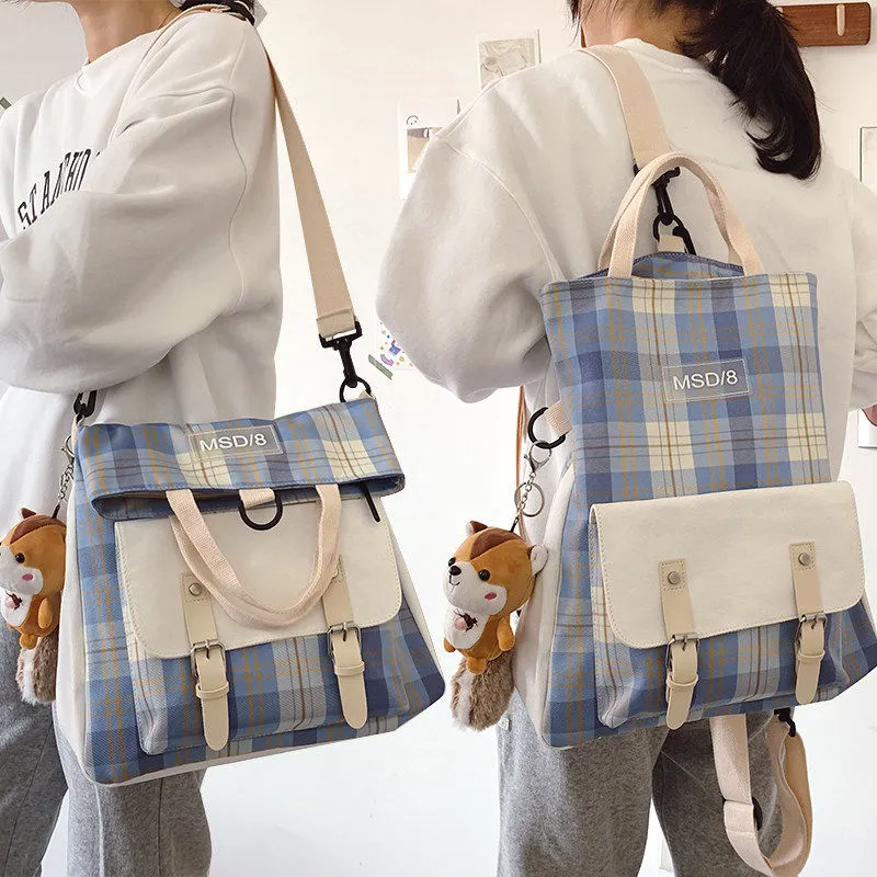 Canvas Tote Bag for Women, Large Capacity Crossbody Backpack, Ins Style - 1