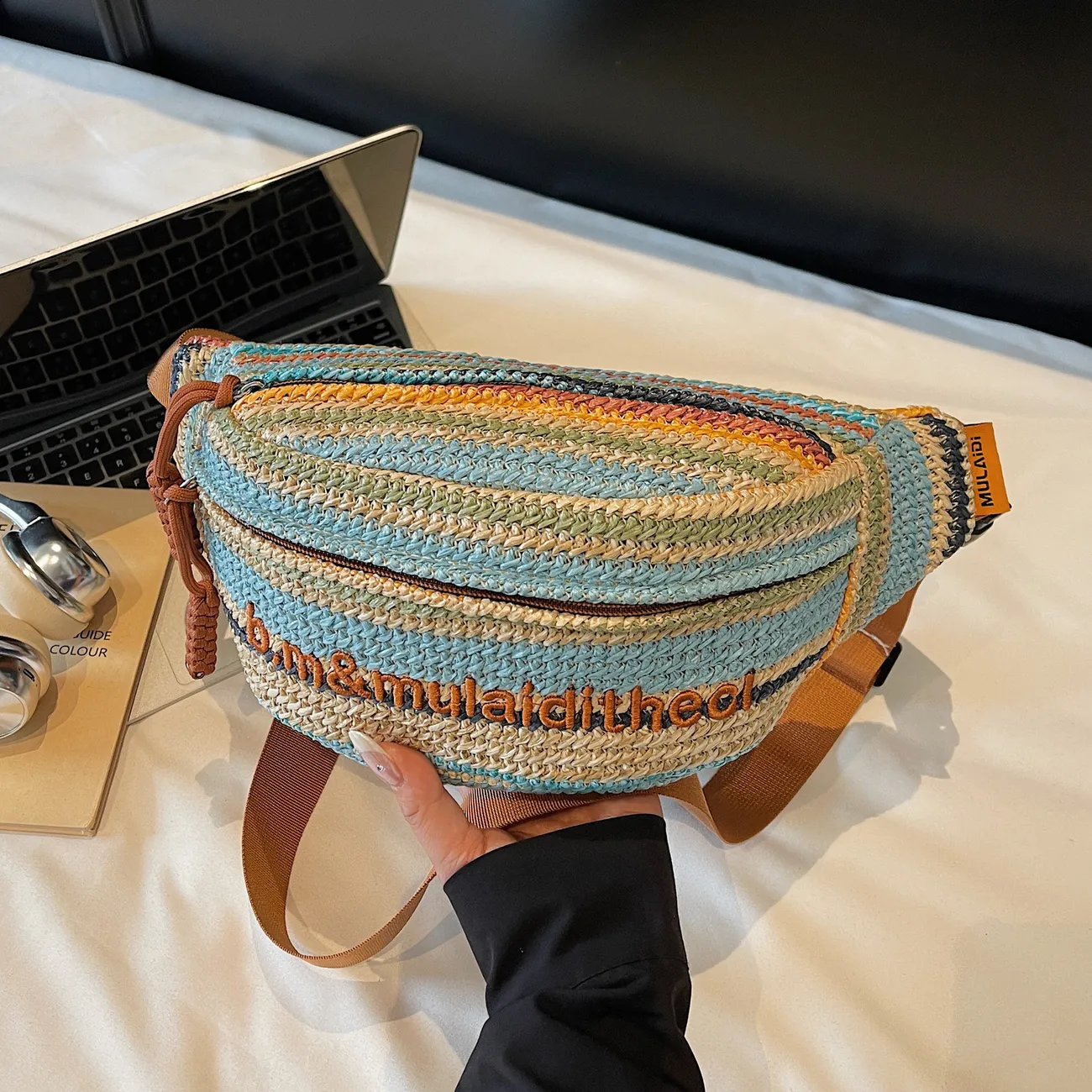 Woven Crossbody Bag for Women 2025, Colorful Ins Sling Bag - 2