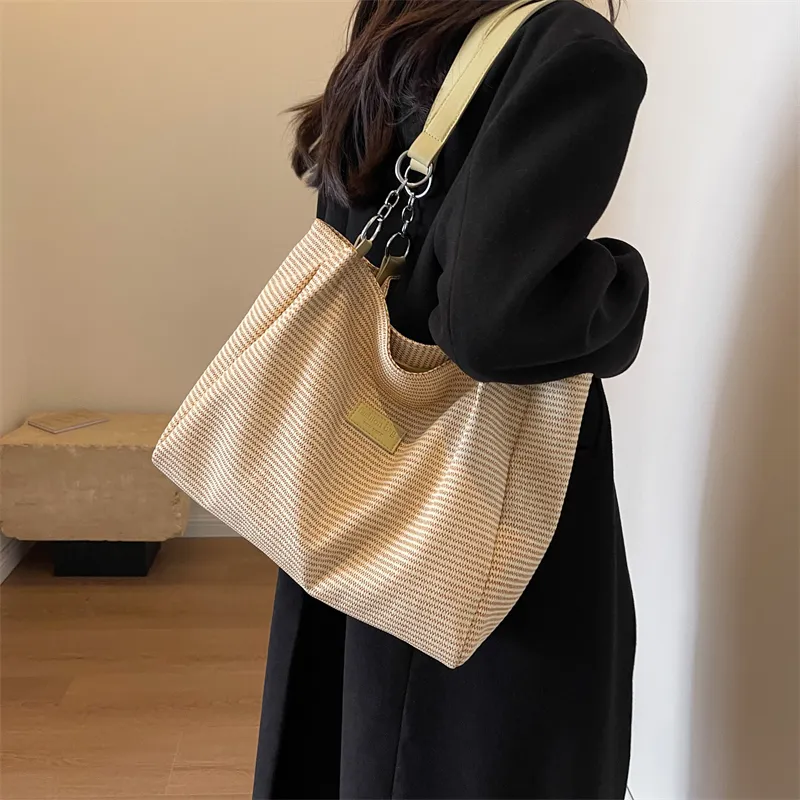 Large Tote Bag Women 2025 New Korean Style Canvas Shoulder Bag - 2