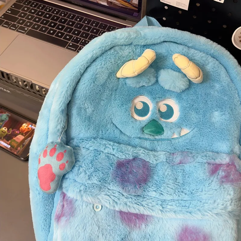 Cute Plush 3-Eyed Backpack, Sulley & Lotso Big Capacity School Bag - 1