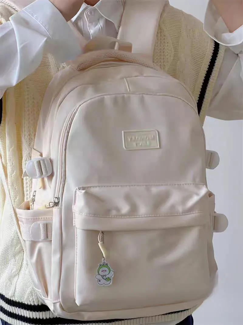 Cream Backpack for Women, Japanese Ins Style College School Bag - 5