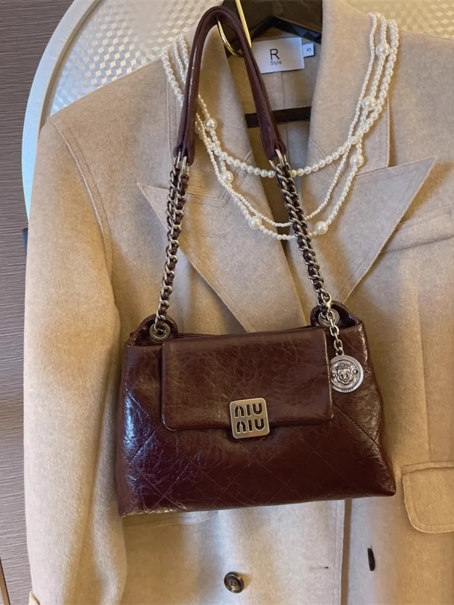 Quilted Shoulder Bag 2024 Fall New Soft Leather Chain Crossbody Bag for Women - 3