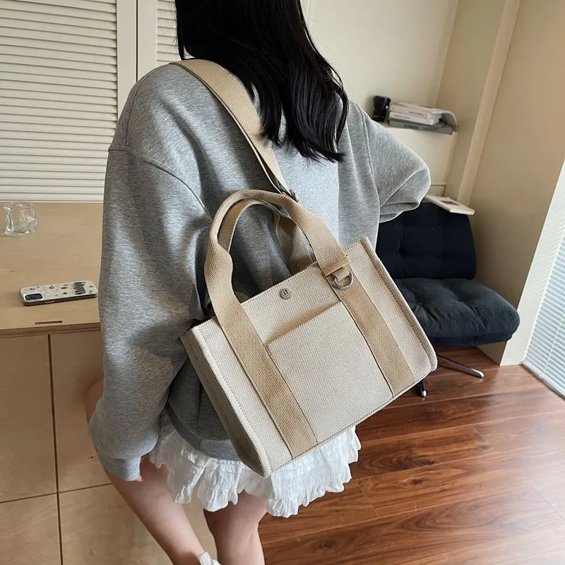 Canvas Tote Bag for Women, Magnetic Closure, Large Capacity Shoulder Bag - 4