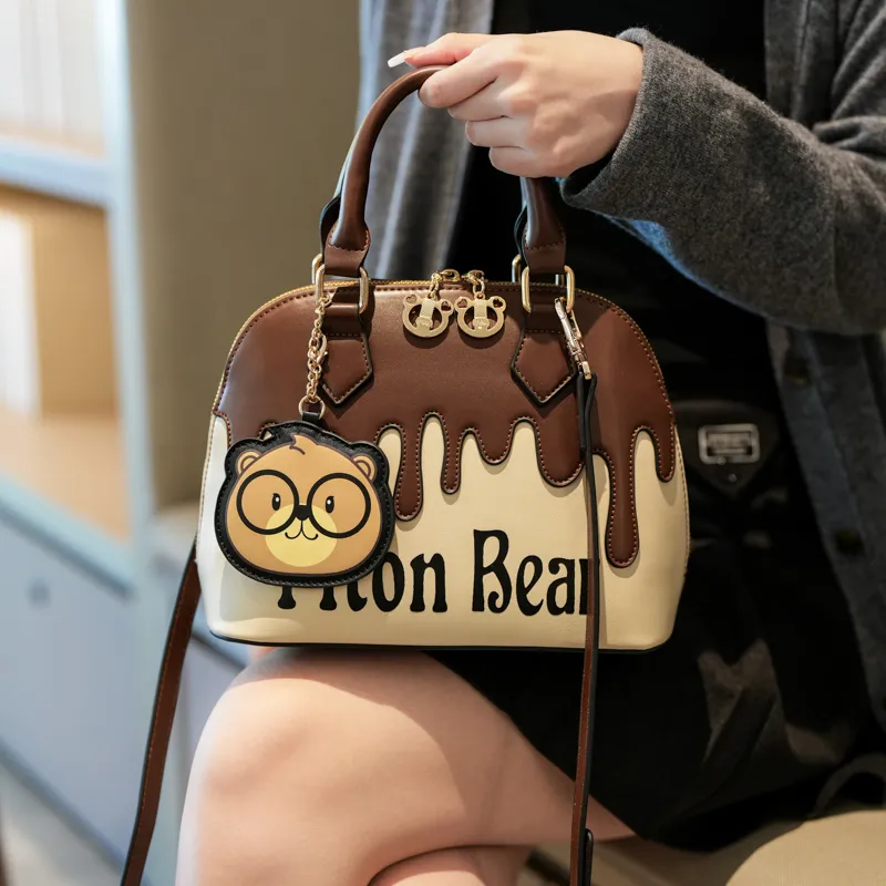 Cartoon Boston Bag 2024 New Cute Retro Shoulder Crossbody PU Tote - 1
