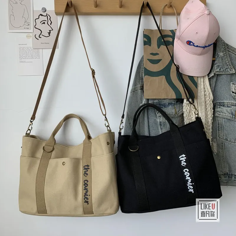 Canvas Crossbody Bag with Zipper for Commute, Laptop & School Use - 4
