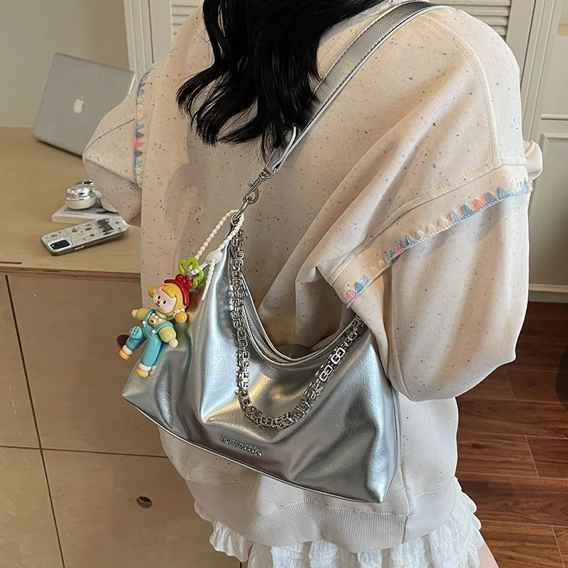 Ins Style PU Shoulder Bag 2025 New Trendy Minimalist Crossbody Purse - 4