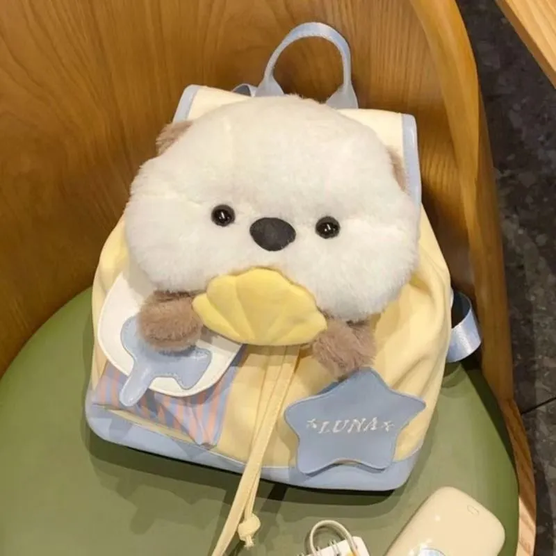 Cute Plush Otter Backpack 2024 Large Capacity Canvas Rucksack for Girls - 1