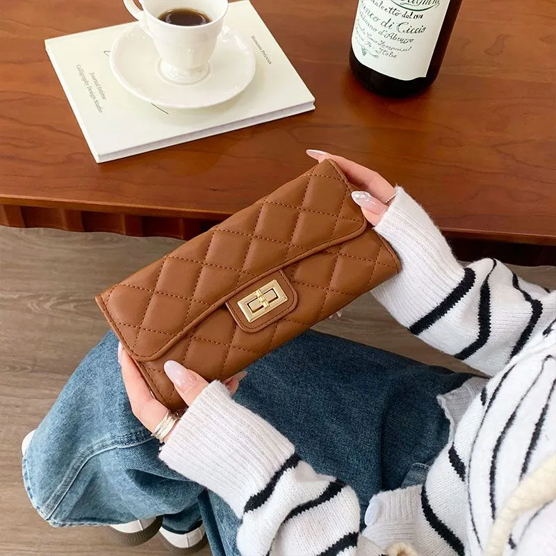 Quilted Zipper Wallet Large Capacity Multi Card Long Wallet For Women - 3