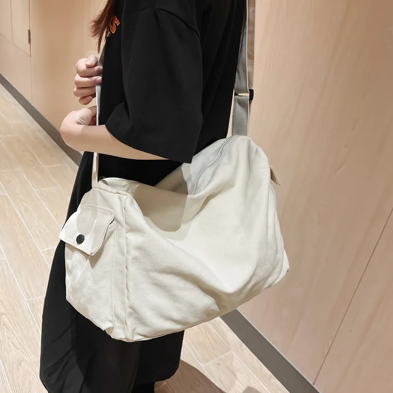 Large Vintage Canvas Messenger Bag for Men - 16 Inch Laptop - 3