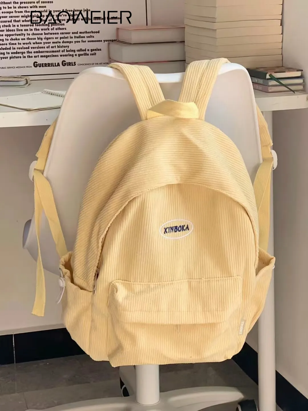 Corduroy Backpack for Women Large Capacity Daypack School College Commuter Bag - 2