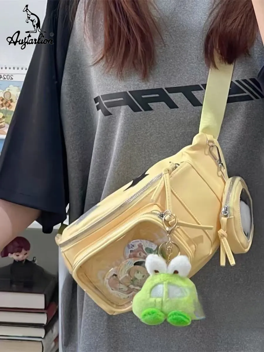 Japanese Style Ins Bag for Women, Cute Crossbody Bag with Badge Display - 3