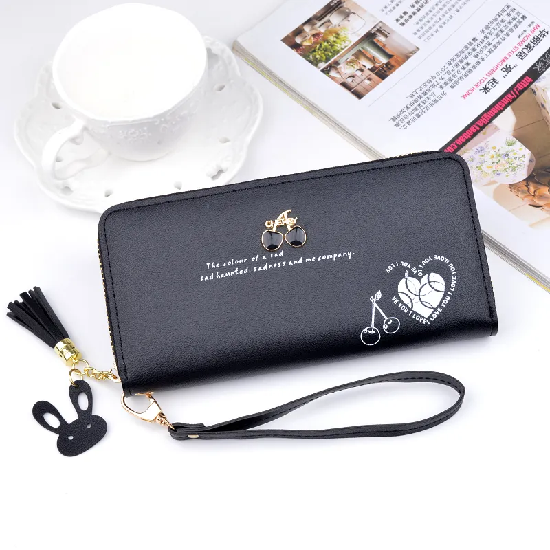 Women's Long Zip Wallet with Tassel, Large Capacity Handbag Phone Purse - 3