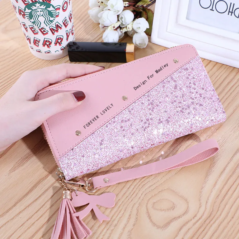 Long Zip Wallet Women 2020 New PU Wristlet Phone Crossbody Bag - 3