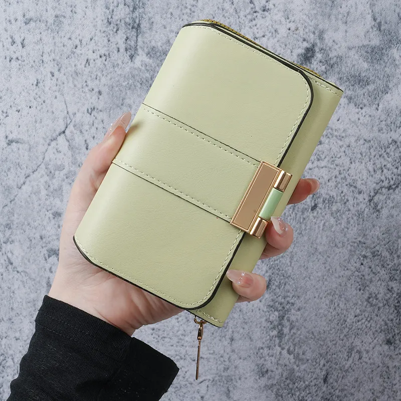 Women's Long PU Wallet Multi Card Slots Fashion Zipper Coin Purse - 1