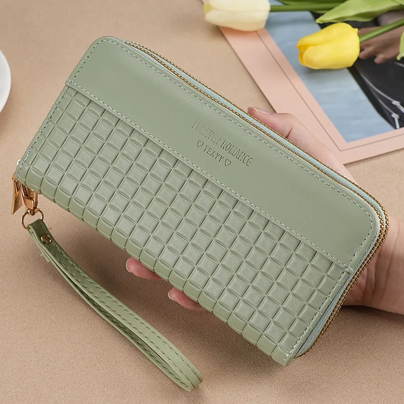Long Wallet for Women 2025, Double Zip Woven Fashion Clutch Purse - 5