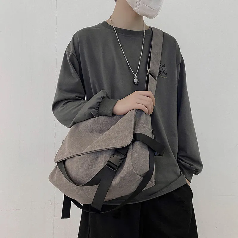 Men's Canvas Crossbody Bag Large Capacity Casual Daypack Retro Style - 5