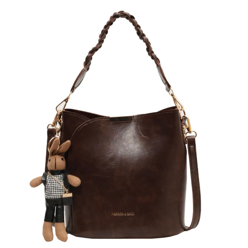 Stylish Tote Bag 2024 Women's PU Leather Crossbody Bucket Bag - 5