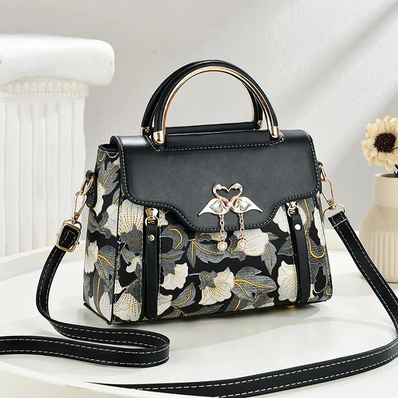 2025 Floral Print Shoulder Bag PU Leather Crossbody Tote for Women - 2