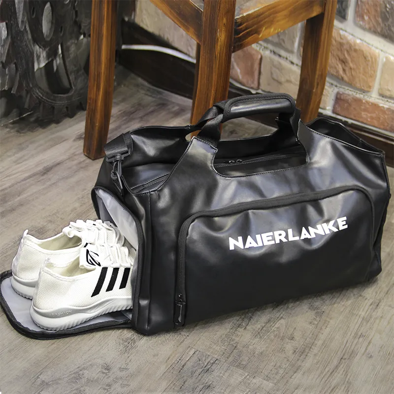 Dry Wet Separate Tote Bag Large Capacity Travel Gym Bag with Shoe Compartment - 2