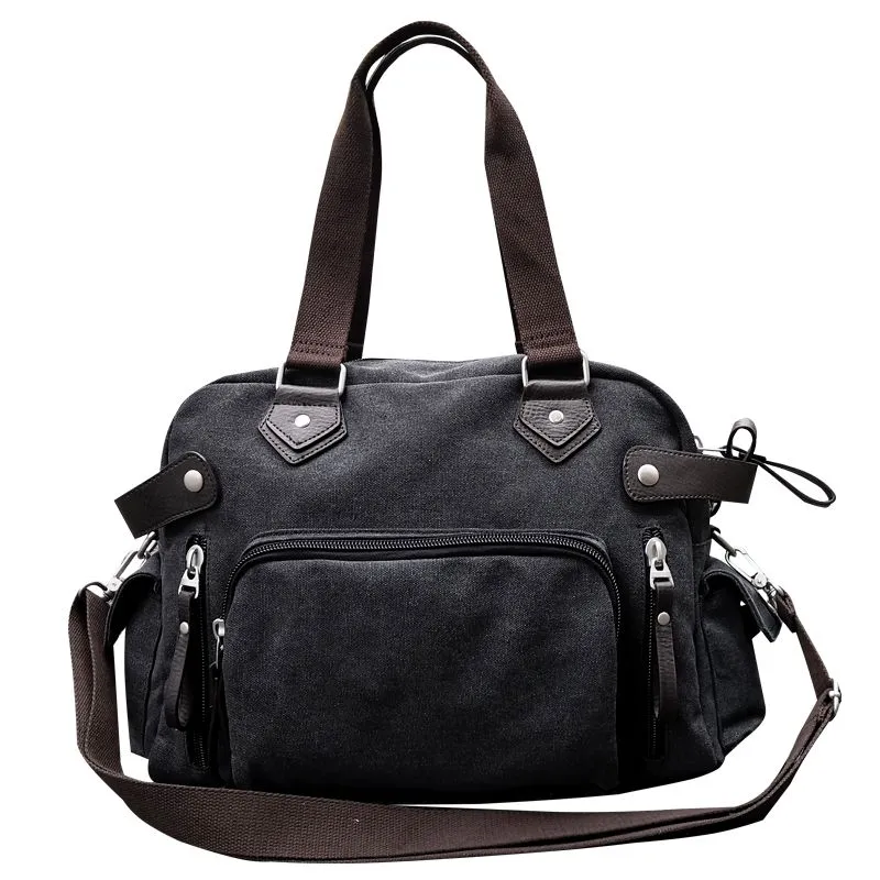 Men's Canvas Messenger Bag Large Capacity Laptop Shoulder Bag - 5