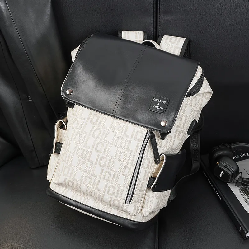 2025 New Backpack Men's Fashion Letter Print Travel Bag - 4