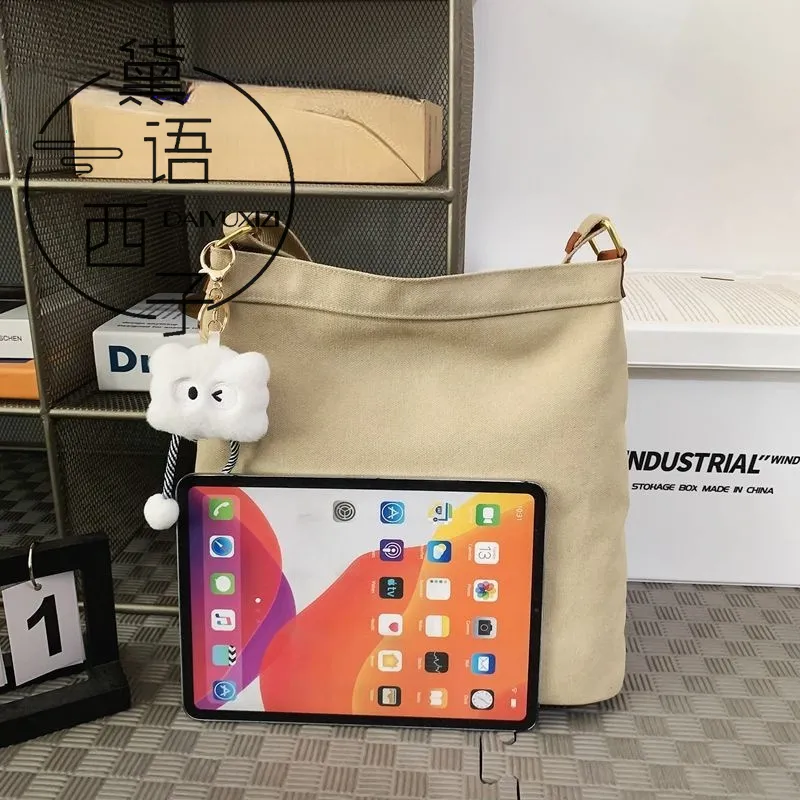 Canvas Messenger Bag Large Capacity Crossbody Bag for Women Ins Style - 5