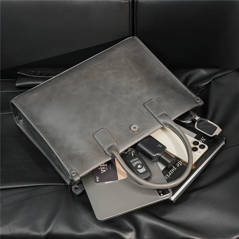 Vintage Leather Messenger Bag for Men, Business Laptop Briefcase - 1
