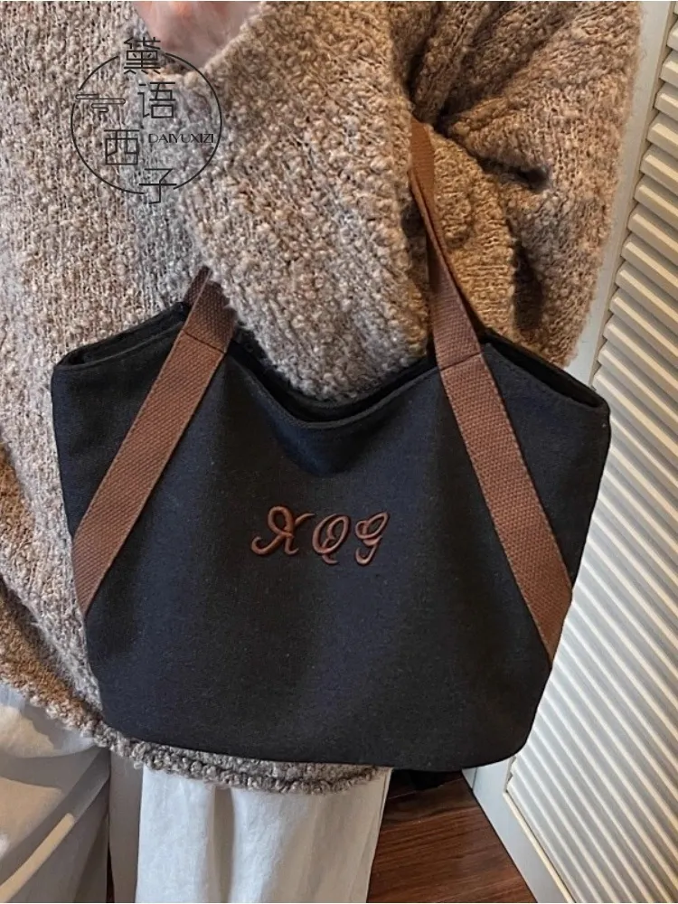 Canvas Tote Bag for Women, Large Capacity Zipper Closure, Daily Commute - 4