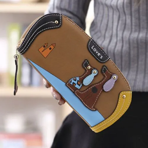 Cute Dog Wallet Long Zip Around Phone Card Holder Case - 5