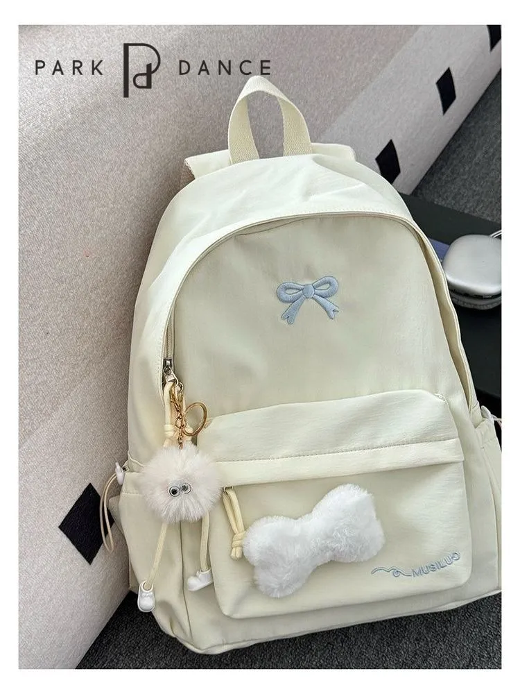 Bow Backpack for Girls 2025, Cute Nylon School Bag for Teens & College - 2