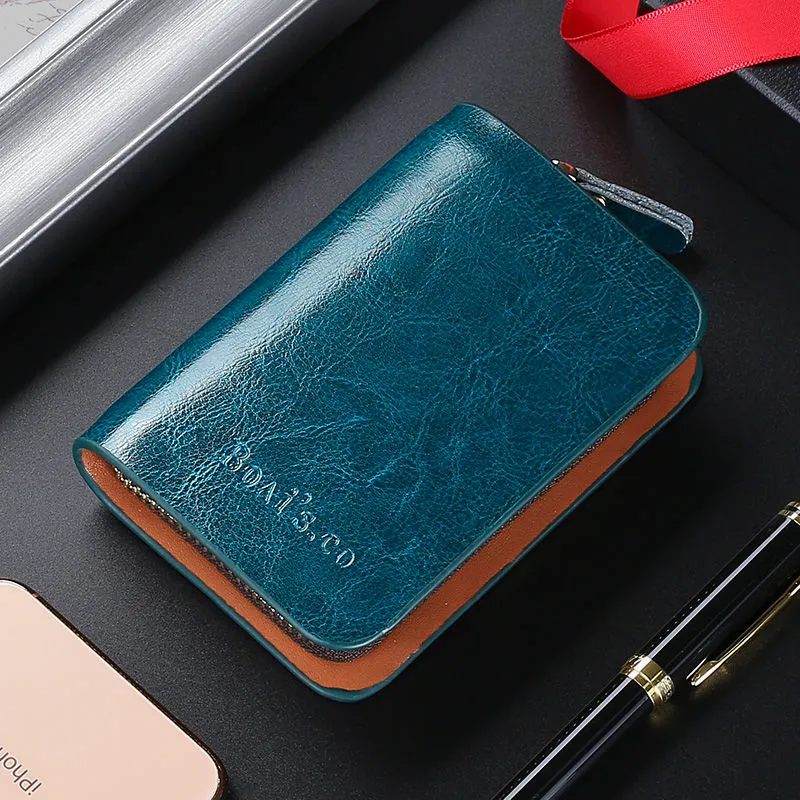 Leather Key Wallet Men's Multi-functional Business Mini Key Organizer - 2