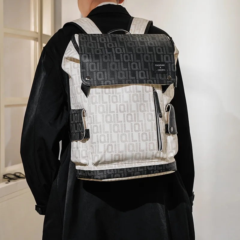 2025 New Backpack Men's Fashion Letter Print Travel Bag - 2