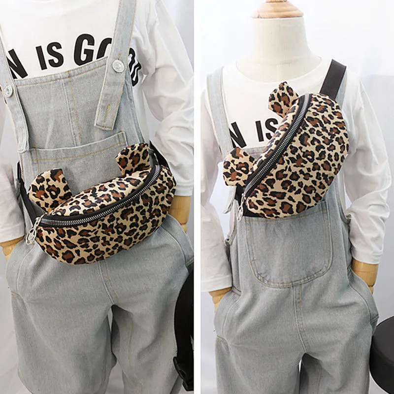 Leopard Print Waist Bag for Girls, Kids Crossbody Bag, Cute Baby Sling Bag - 1