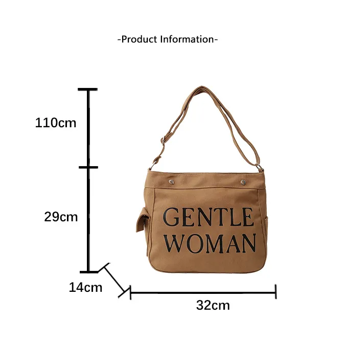 Canvas Tote Bag for Women, Large Capacity Crossbody Messenger Bag, Ins Fashion - 5