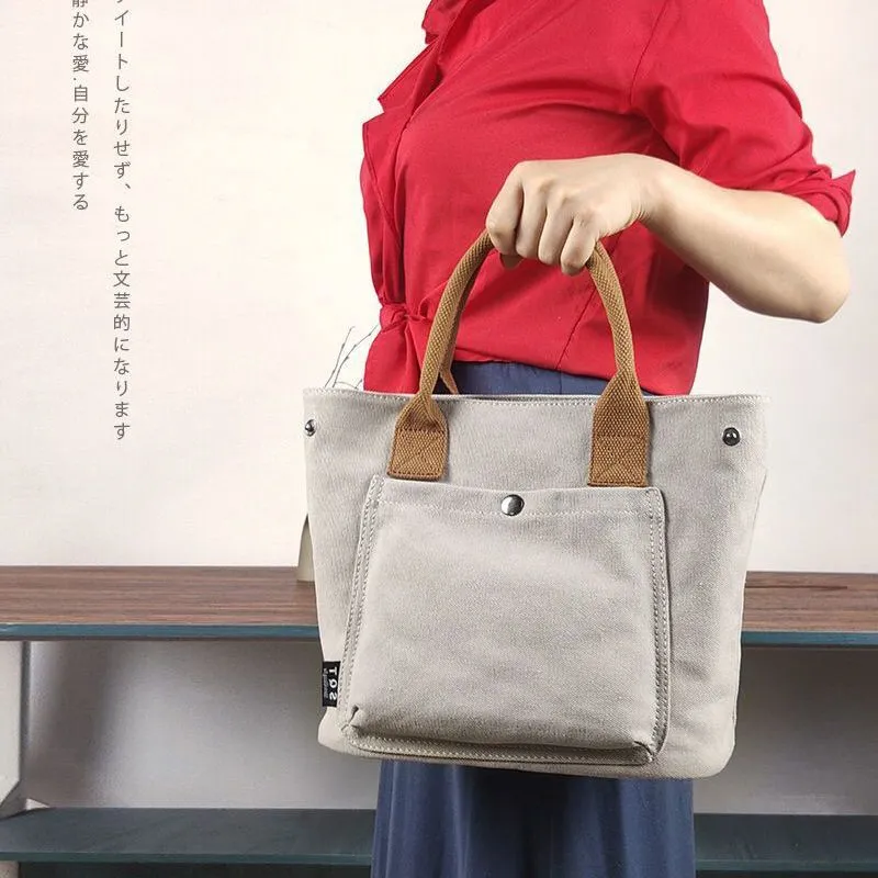 Canvas Tote Bag for Women, Fashionable Handbag with Zipper Closure - 4