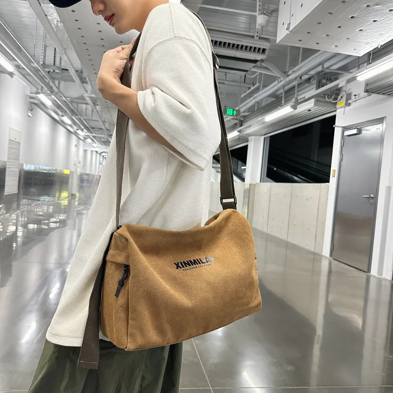 Large Vintage Canvas Messenger Bag for Men, Casual Crossbody Daypack - 4