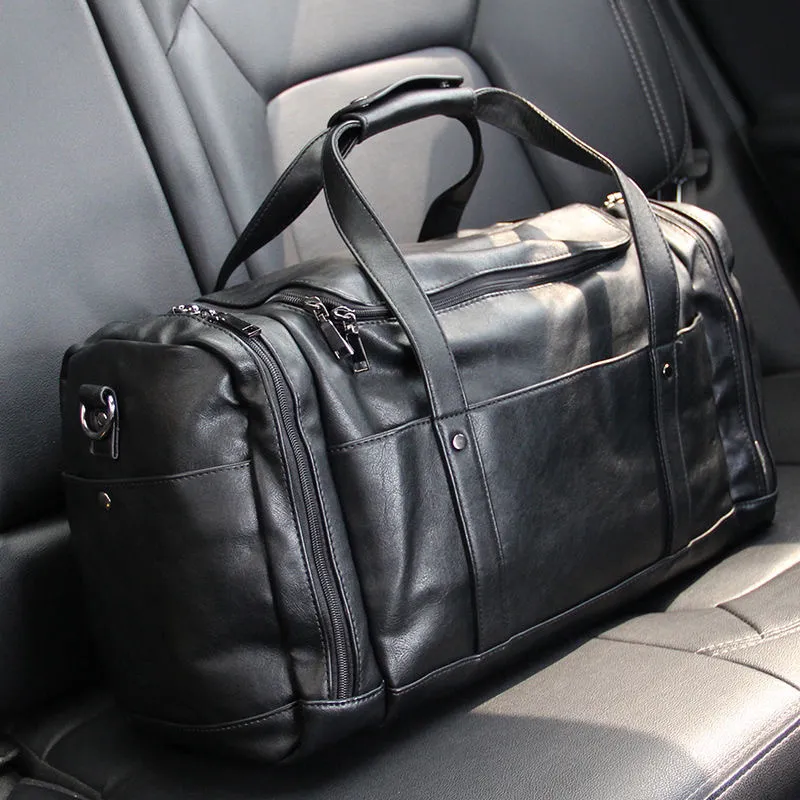 Leather Men's Messenger Bag Large Capacity Laptop Bag Black - 3
