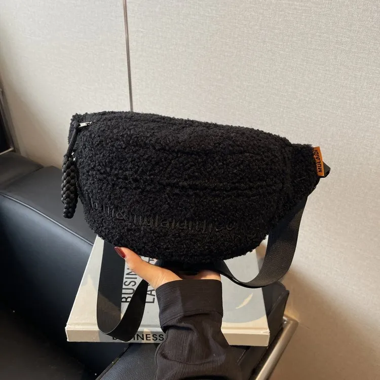 Lamb Fur Crossbody Bag Women Large Capacity 2024 New Fashion Shoulder Bag - 3