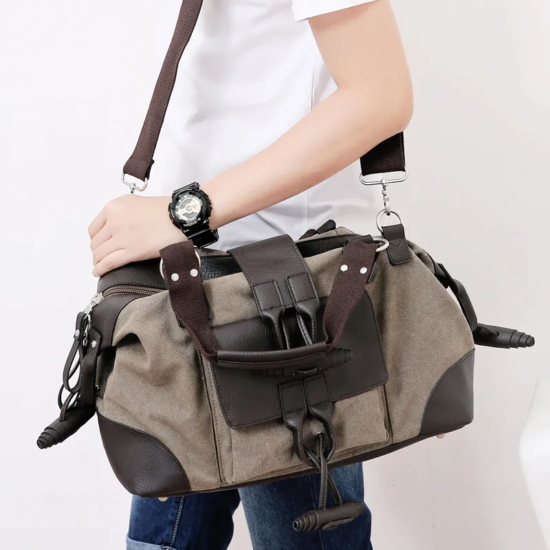 Men's Canvas Messenger Bag - Vintage Crossbody & Shoulder Bag for Travel - 2
