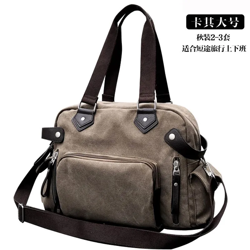 Men's Canvas Messenger Bag Large Capacity Laptop Shoulder Bag - 3